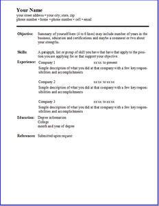 Scarica gratuitamente un modello di curriculum semplice. Modello DOC, XLS o PPT gratuito da modificare con LibreOffice online o OpenOffice Desktop online