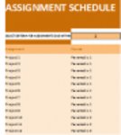 Download grátis Assigment Schedule Template DOC, XLS ou PPT template grátis para ser editado com LibreOffice online ou OpenOffice Desktop online