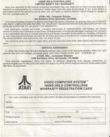 Kostenloser Download Atari VCS Handheld Controllers Garantiekarte C012238 Kostenloses Foto oder Bild zur Bearbeitung mit GIMP Online-Bildbearbeitung