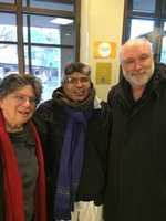Free download At the Au Bon Pain: Picture: :Doug Holder ( Right) with scholar/poet  Ananta Kumar Giri ( Center)  Ellen Mass ( Left) free photo or picture to be edited with GIMP online image editor