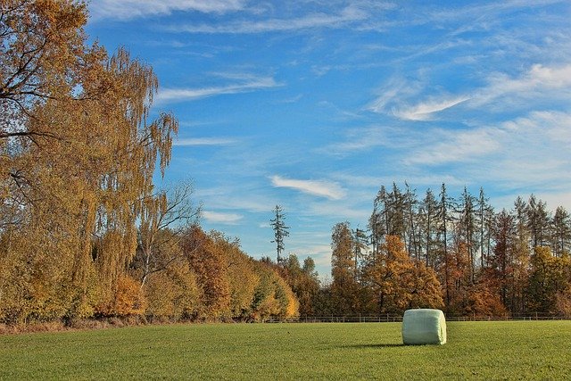 Free download autumn meadow hay bale free picture to be edited with GIMP free online image editor