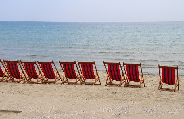 Free download beach deck chairs no tourists free picture to be edited with GIMP free online image editor