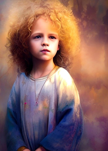 GIMP無料オンライン画像エディターで編集できる美​​しいかわいい子の金髪巻き毛の無料画像を無料でダウンロード