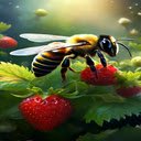 Bee and strawberry wallpaper  screen for extension Chrome web store in OffiDocs Chromium