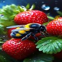 Bees sucking honey strawberries Wallpaper  screen for extension Chrome web store in OffiDocs Chromium