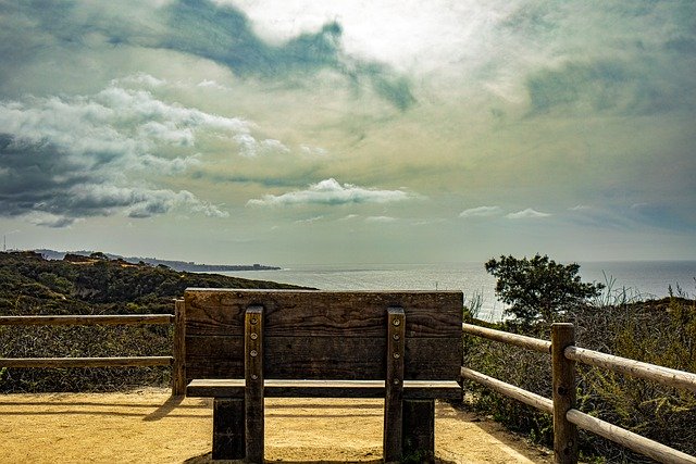 Free download bench park beach coast sea ocean free picture to be edited with GIMP free online image editor