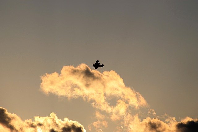 Free download biplane flying silhouette air show free picture to be edited with GIMP free online image editor