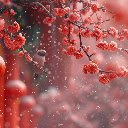 Bird on a Snowy Peach Blossom Branch  screen for extension Chrome web store in OffiDocs Chromium