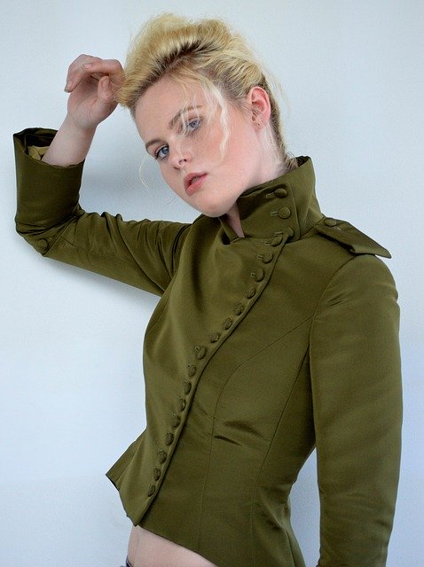 Free download blonde hair blue eyes green jacket free picture to be edited with GIMP free online image editor