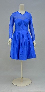 Free download Blue Taffeta And Silk Chiffon Short 1990`s Coctail Dress ` Zizi` free photo or picture to be edited with GIMP online image editor