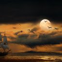 Boat and sea on a moonlit night  screen for extension Chrome web store in OffiDocs Chromium