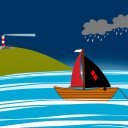 Boat lighthouse and lightning rain  screen for extension Chrome web store in OffiDocs Chromium