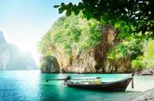 Free download Boats Thailand Sea Crag Nature 8000x 5224 free photo or picture to be edited with GIMP online image editor