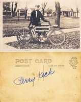 Free download Both Sides Of Postcard Of Perry Keck And His Excelsior Motorcycle free photo or picture to be edited with GIMP online image editor
