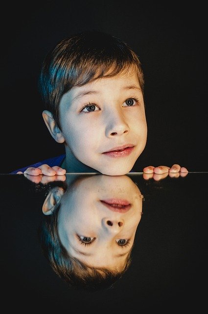 Free download boy baby reflection mirror kids free picture to be edited with GIMP free online image editor