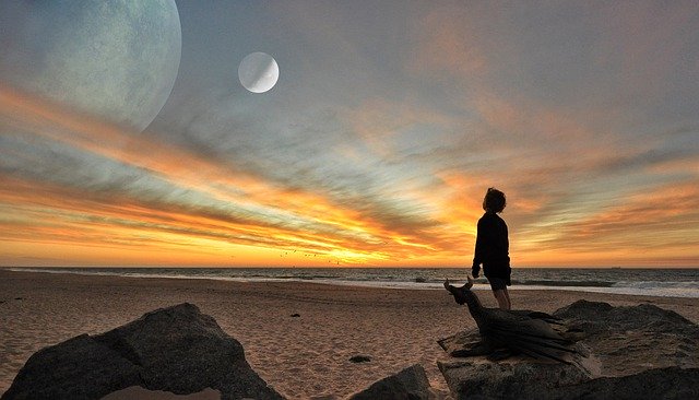 Free download boy dragon beach planet moon free picture to be edited with GIMP free online image editor