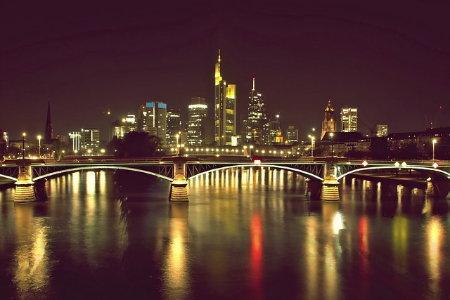 Free download bridge buildings skyline night free picture to be edited with GIMP free online image editor