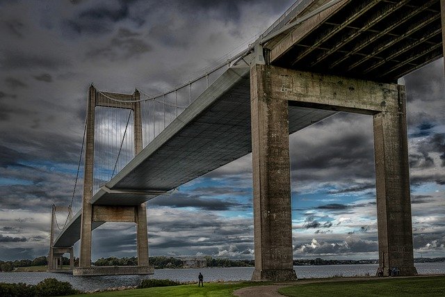 Free download bridge clouds sky street landscape free picture to be edited with GIMP free online image editor