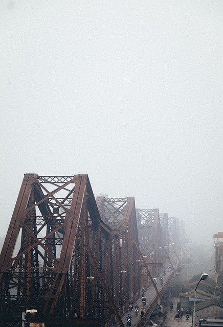 Kostenloser Download Brücke Eisen Nebel Metallstruktur Kostenloses Bild, das mit dem kostenlosen Online-Bildeditor GIMP bearbeitet werden kann