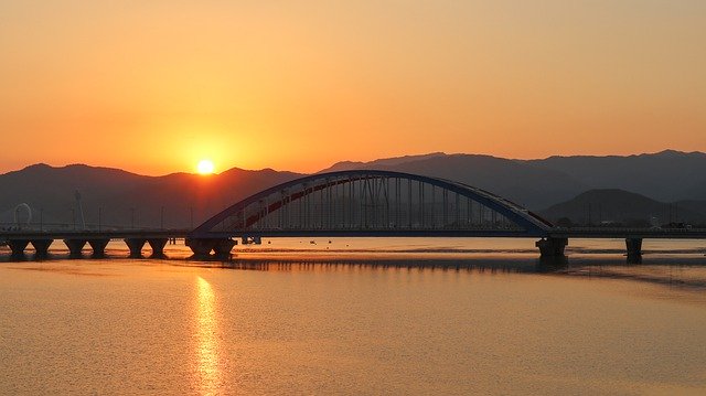 Free download bridge river mountain range lake free picture to be edited with GIMP free online image editor