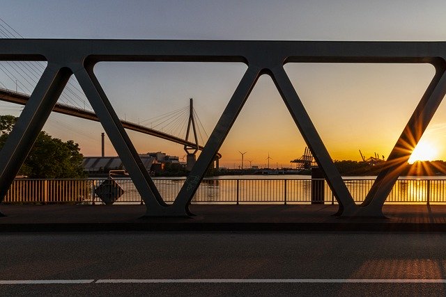 Kostenloser Download Brücke Sonnenuntergang Architektur Wahrzeichen Kostenloses Bild, das mit dem kostenlosen Online-Bildeditor GIMP bearbeitet werden kann
