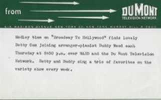 Free download Broadway To Hollywood Photographs (DuMont Television Network) free photo or picture to be edited with GIMP online image editor