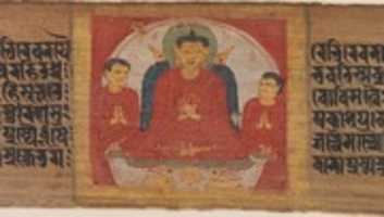 Free download Buddha with His Hands Raised in Dharmacakra Mudra, Leaf from a dispersed Pancavimsatisahasrika Prajnaparamita Manuscript free photo or picture to be edited with GIMP online image editor