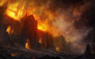 Free download Burning Fantasy Castle - Concept Art free photo or picture to be edited with GIMP online image editor