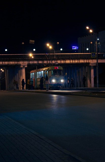 Free download bus city night street urban tram free picture to be edited with GIMP free online image editor