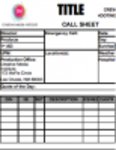 Free download Call Sheet Template 1 DOC, XLS or PPT template free to be edited with LibreOffice online or OpenOffice Desktop online
