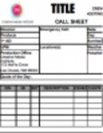 Download grátis Call Sheet Template 1 DOC, XLS ou PPT template grátis para ser editado com LibreOffice online ou OpenOffice Desktop online