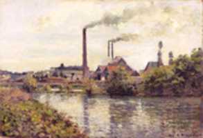 Free download Camille Pissarro, The Factory At Pontoise free photo or picture to be edited with GIMP online image editor