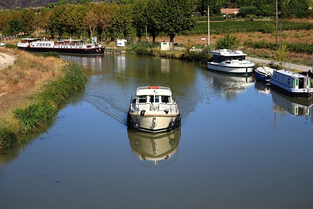 免费下载 canal du midi 船 法国运河 免费图片可使用 GIMP 免费在线图像编辑器进行编辑
