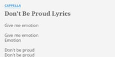 Free download Cappella - Dont Be Proud (Give Me Emotion) (The Original Radio Version) free photo or picture to be edited with GIMP online image editor