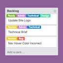 OffiDocs Chromium の拡張機能 Chrome Web ストアの Trello 画面のカード カラー タイトル