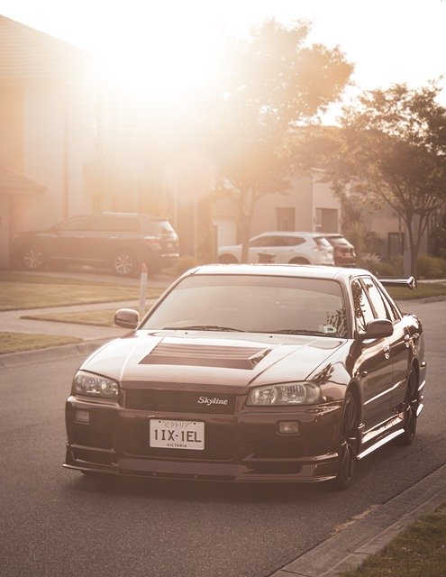 Free download car road sunlight nissan skyline free picture to be edited with GIMP free online image editor