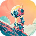 cartoon ai robot character scene  screen for extension Chrome web store in OffiDocs Chromium