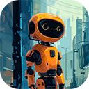 cartoon ai robot scene  screen for extension Chrome web store in OffiDocs Chromium