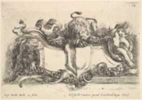 Free download Cartouche Containing an Empty Crest, from Collection of Various Caprices and New Inventions of Folders and Ornaments (Raccolta di varii cappriccii et nove inventioni di cartelle et ornamenti), plate 18 free photo or picture to be edited with GIMP online image editor