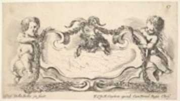 Free download Cartouche with a Marble Center, from Collection of Various Caprices and New Inventions of Folders and Ornaments (Raccolta di varii cappriccii et nove inventioni di cartelle et ornamenti), plate 17 free photo or picture to be edited with GIMP online image editor