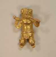 Free download Cast Gold Pendant of Man with Flute free photo or picture to be edited with GIMP online image editor
