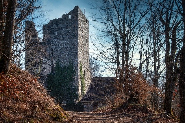 Free download castle ruins forest fortress trees free picture to be edited with GIMP free online image editor