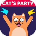 Cats Party Game Help the cat reach the rooftop party!  screen for extension Chrome web store in OffiDocs Chromium