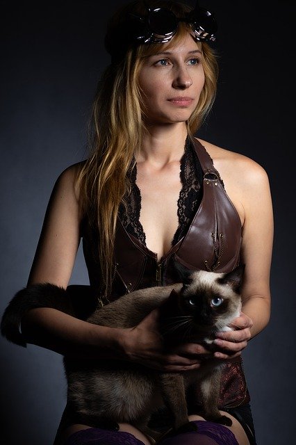 Bezpłatne pobieranie kota młoda kobieta kobieta zwierzęta domowe darmowe zdjęcie do edycji za pomocą bezpłatnego internetowego edytora obrazów GIMP