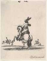 Free download Cavalier, Seen from the Back, Making His Horse Rear, from Divers exercices de cavalerie free photo or picture to be edited with GIMP online image editor