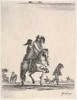 Free download Cavalier with His Lady on Horseback, from Divers exercices de cavalerie free photo or picture to be edited with GIMP online image editor