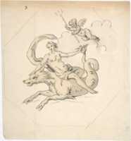 Free download Ceiling Design of a Nereid Mounted on a Hippocamp with Putto free photo or picture to be edited with GIMP online image editor