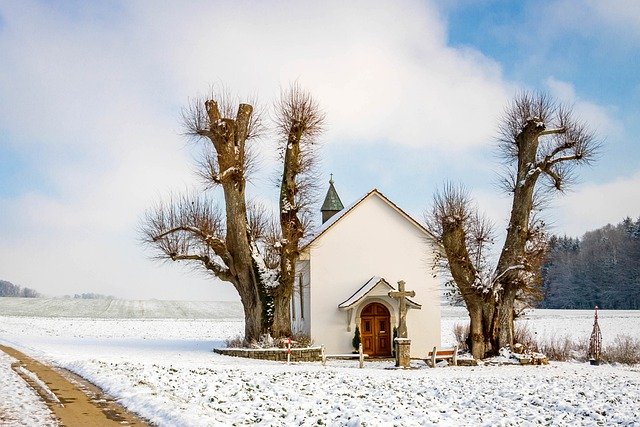 Free download chapel snow countryside winter free picture to be edited with GIMP free online image editor