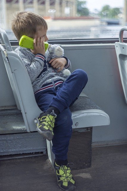 Free download child bus phone talking call free picture to be edited with GIMP free online image editor