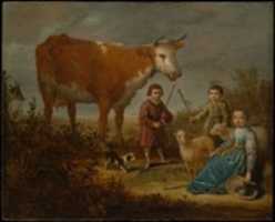 Free download Children and a Cow free photo or picture to be edited with GIMP online image editor